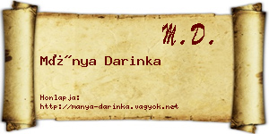 Mánya Darinka névjegykártya